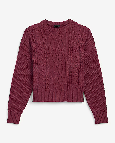 Cable Knit Crew Neck Sweater | Express
