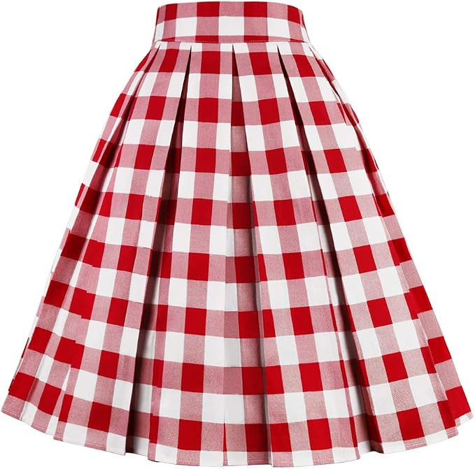 Girstunm Women's Pleated Vintage Skirt Floral Print A-line Midi Skirts with Pockets | Amazon (US)