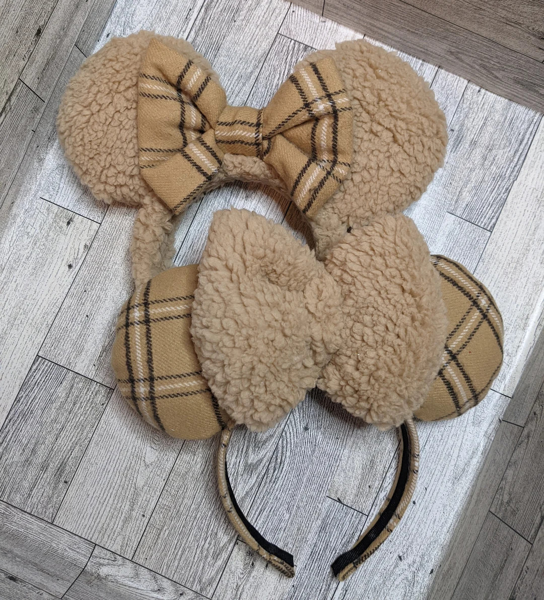 Sherpa Plaid Mouse Ears, Teddy Bear Fur Mouse Ears Headband, Fall Trip Souvenir, Sherpa Mouse Ear... | Etsy (US)