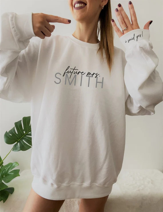 Engagement gift, future mrs sweatshirt, new mrs sweatshirt, bride to be gift, custom bridal gift,... | Etsy (US)