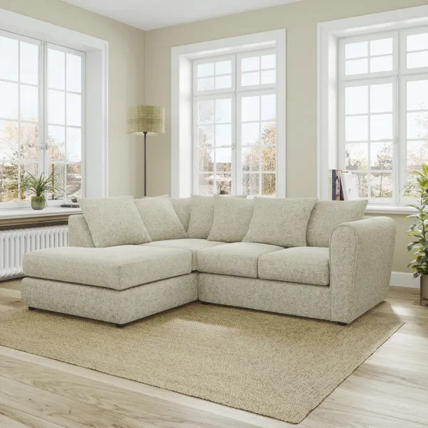 Blake Curved Arm Chunky Chenille Corner Chaise Sofa | Dunelm (migrated)
