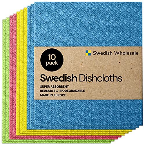 Swedish Wholesale Swedish Dish Cloths - 10 Pack Reusable, Absorbent Hand Towels for Kitchen, Counter | Amazon (US)