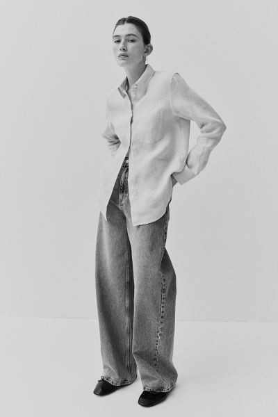 Linen Shirt - Black - Ladies | H&M US | H&M (US + CA)