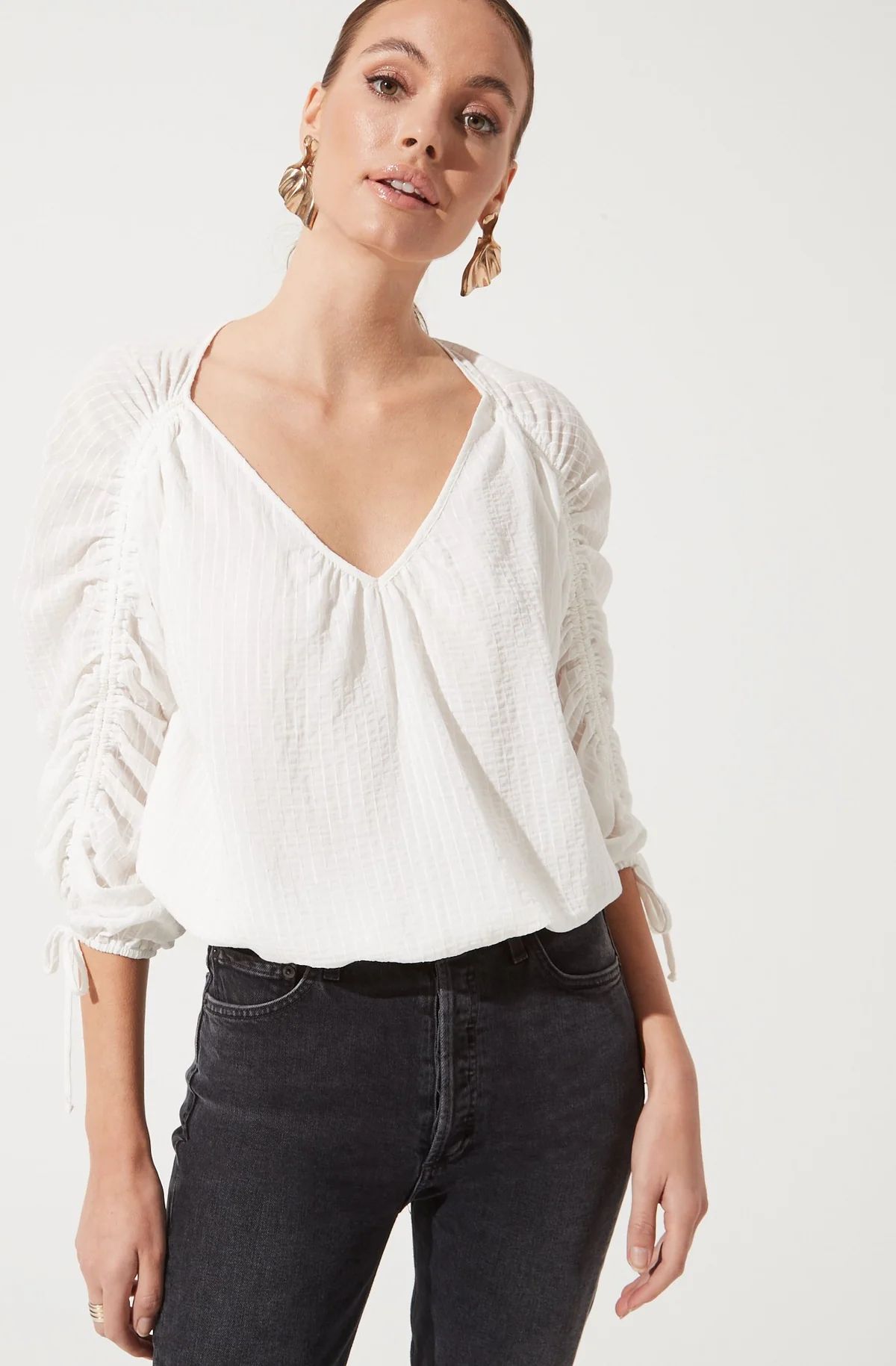 Ruched Long Sleeve Top | ASTR The Label (US)