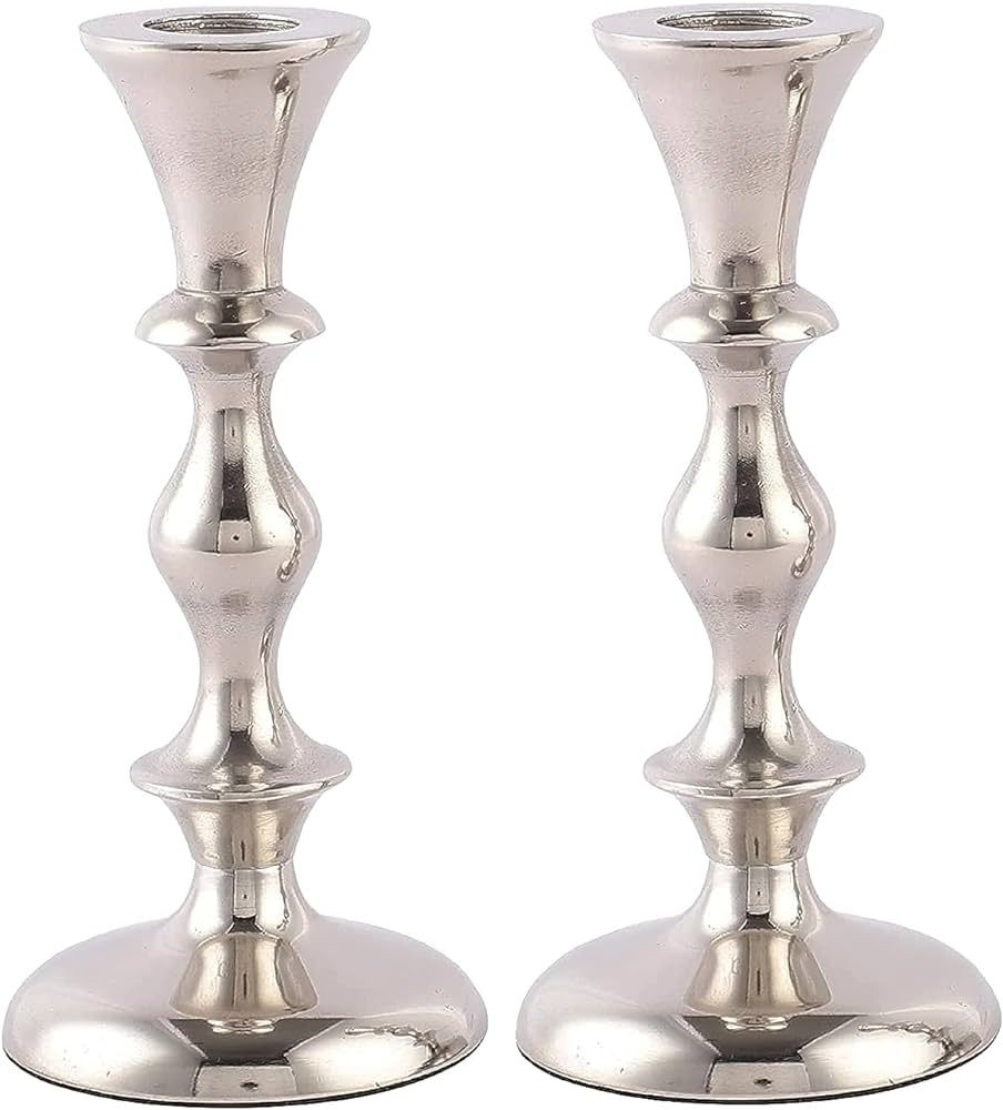 Silver Candle Holders Set of 2 - Decorative Taper Candles for Candlesticks - Candle Stick Candle ... | Amazon (US)