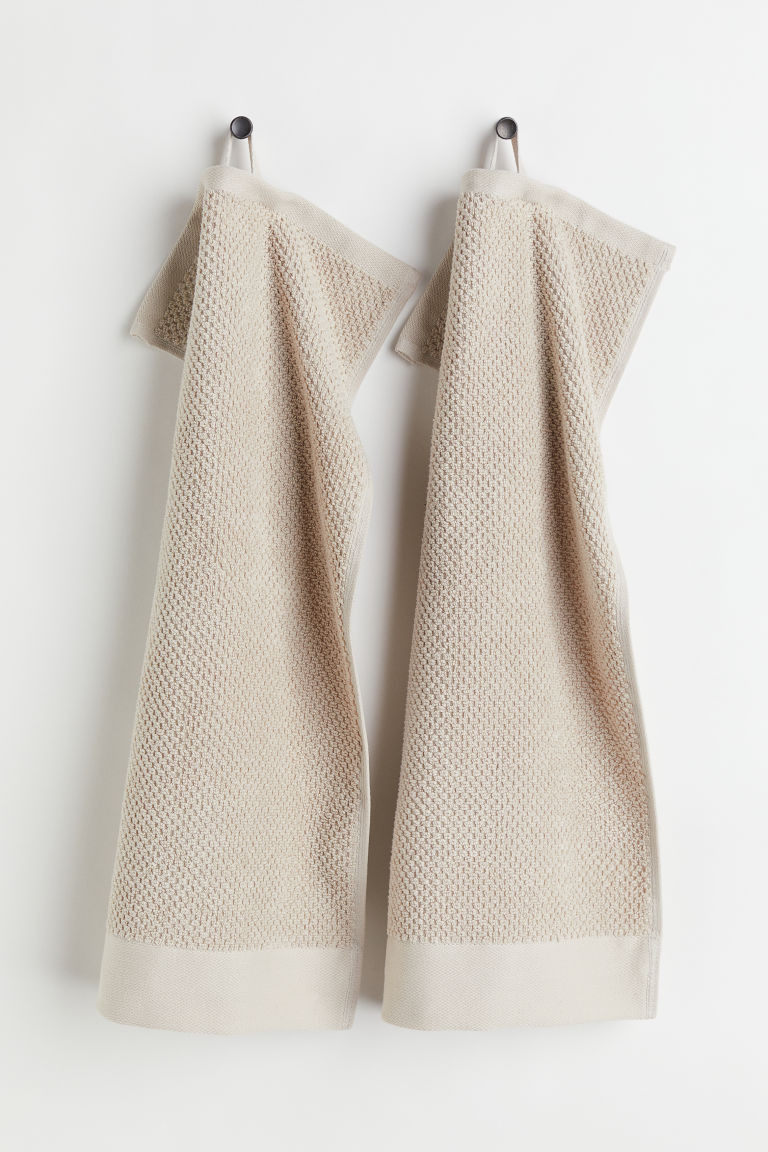 H & M - 2-pack Cotton Terry Guest Towels - Beige | H&M (US + CA)
