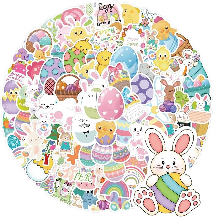 Easter Stickers, 100 Pcs Cute Easter Stickers for Kids, Water Bottle Stickers Waterproof Vinyl Ph... | Amazon (US)