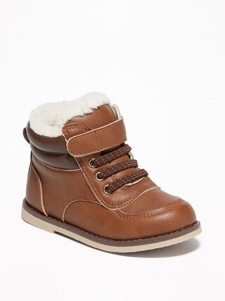 Faux-Leather Sherpa-Lined Hiking Boots for Toddler Boys | Old Navy US