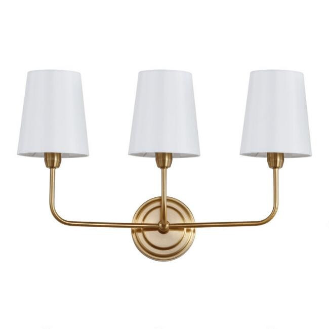 Warm Gold Three Arm Riley Wall Sconce | World Market