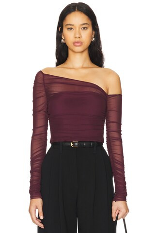 SER.O.YA Shauna Asymetric Mesh Top in Merlot from Revolve.com | Revolve Clothing (Global)