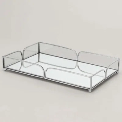 Glass Tray Handmade, Mirror Tray For Perfume Jewelry Makeup, Glass Vanity Trays For Bathroom, Dresser, Bedroom, Metal Brass Curved Design, Perfume Hol | Wayfair North America
