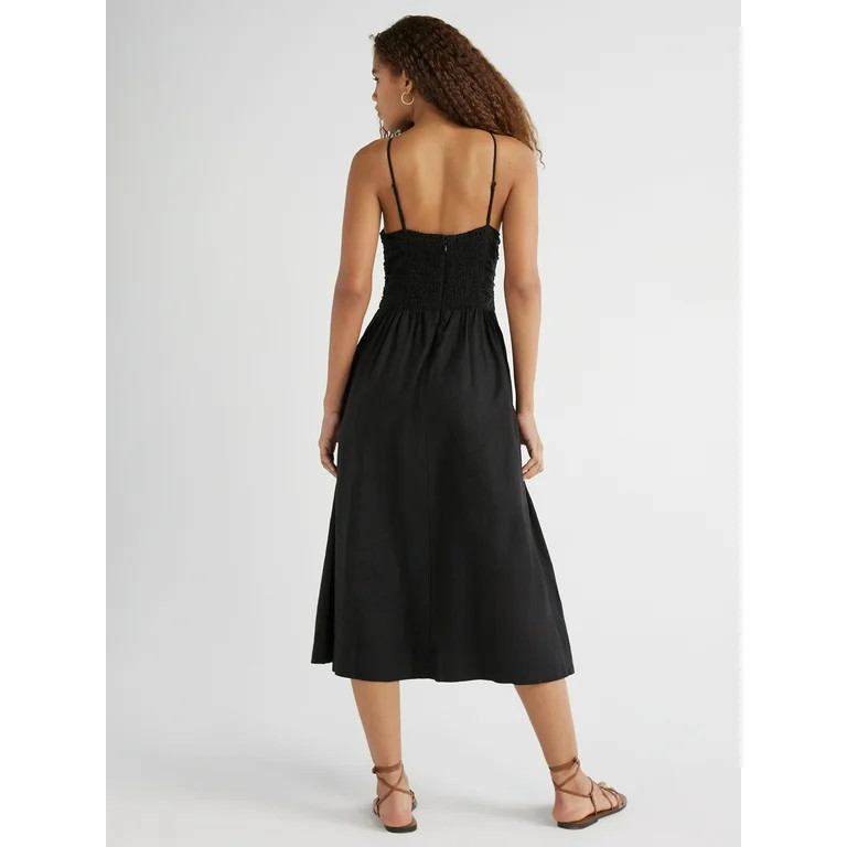 Free Assembly Women’s Sleeveless Ruched Halter Midi Dress, Sizes XS-XXL | Walmart (US)
