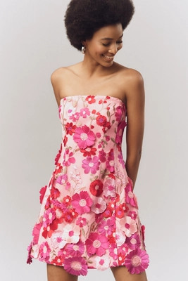 Endless Rose Strapless Flower Appliqué Mini Dress | Anthropologie (US)