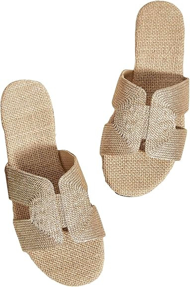 Verdusa Women's Cut Out Flat Sandals Open Toe Summer Sandals Slip On Slides | Amazon (US)
