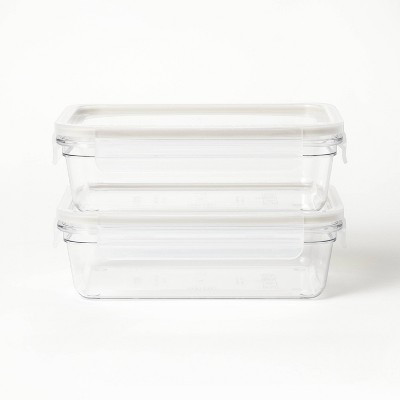 4pc (set of 2) 5.5 Cup Tritan Plastic Rectangle Food Storage Container Set Clear - Figmint™: Stackable Design | Target
