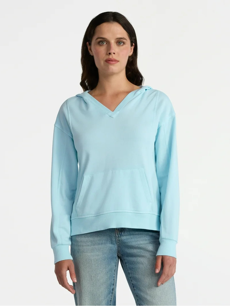 Time and Tru Women's Split Neck Hoodie, Sizes XS-3XL | Walmart (US)