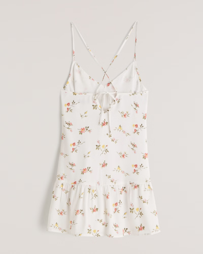 Dropped Waist Tie-Back Trapeze Mini Dress | Abercrombie & Fitch (US)