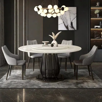 Simple modern marble round dining table set | Wayfair North America