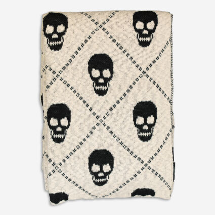 Cream & Black Skull Decorative Throw 127x178cm | TK Maxx