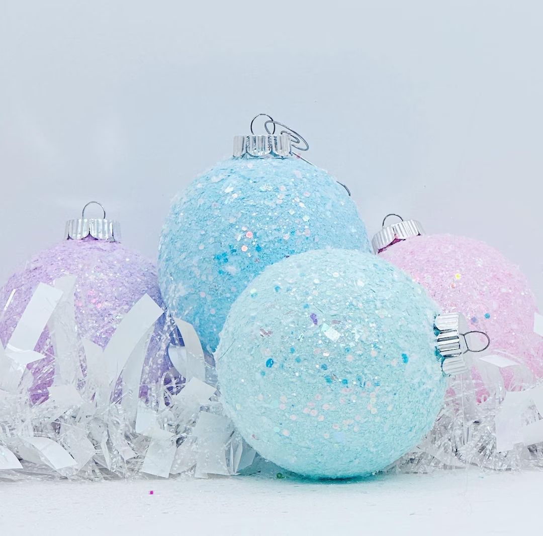 Extra Large Pastel 4 Inch Glitter Gumball Sugar Ornaments - Etsy | Etsy (US)