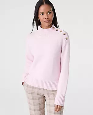 Button Mock Neck Sweater | Ann Taylor
