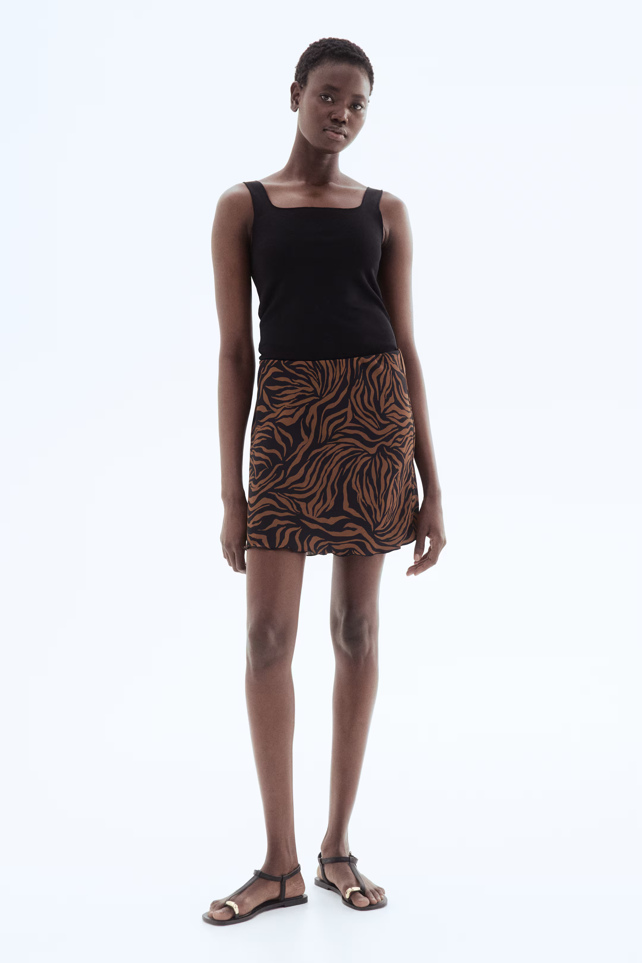 Satin Slip Skirt - Brown/patterned - Ladies | H&M US | H&M (US + CA)