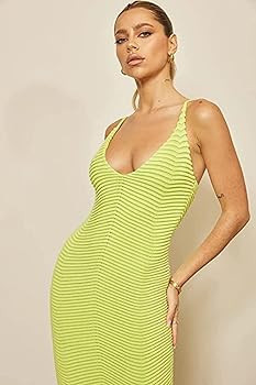 Women's Sexy Backless Party Dresses Bodycon Knit Side Split Long Midi Dress | Amazon (US)