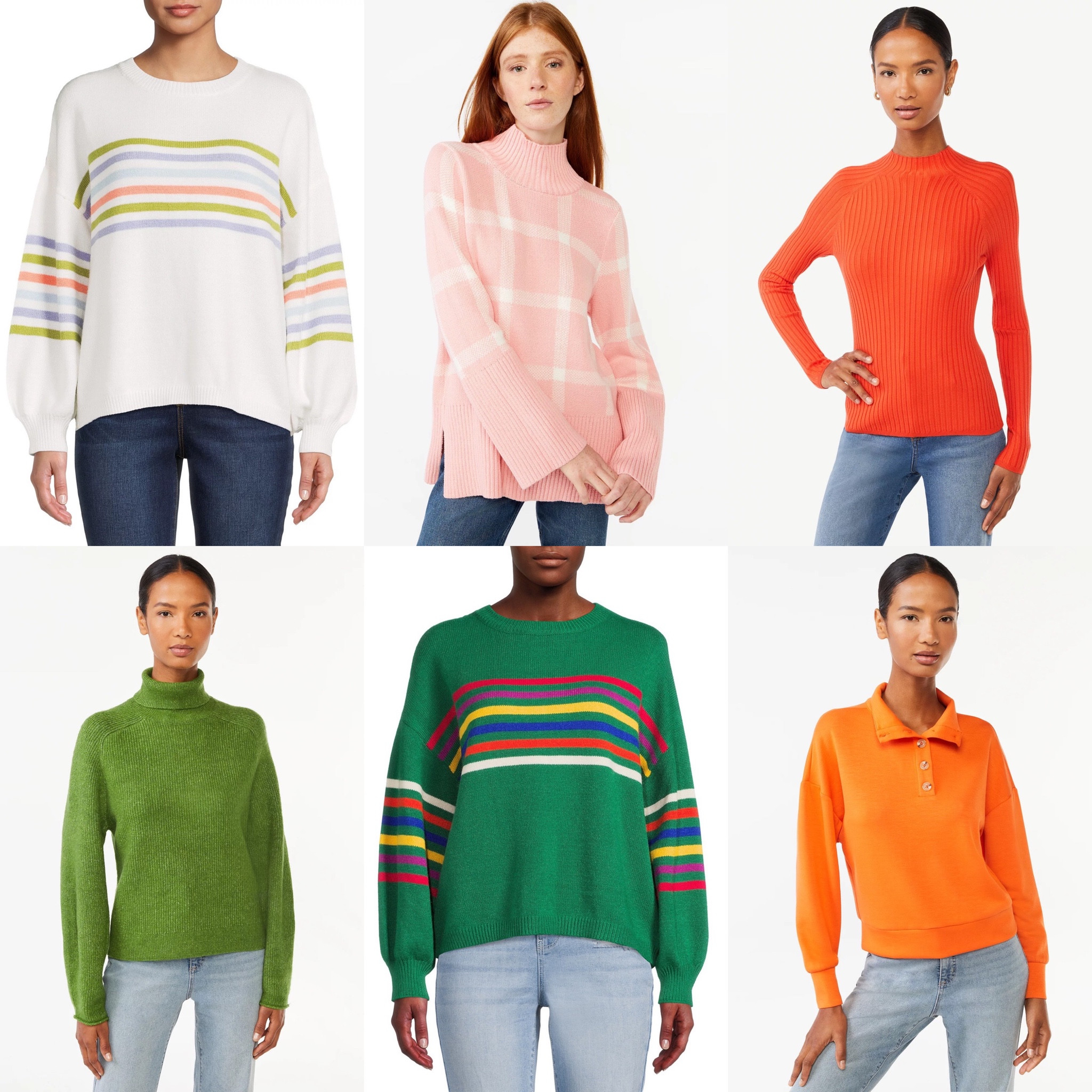 Sweaters for Springs at Walmart

White: Light Springs & Light Summers
Pink: Light & Warm Springs
Oranges: Warm & Clear Springs
Green: Warm Spring
Green Stripes: Clear Springs

#LTKSeasonal #LTKsalealert #LTKunder50
