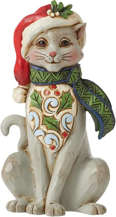 Enesco Jim Shore Heartwood Creek Christmas Cat Miniature Figurine, 3.74 Inch, Multicolor | Amazon (US)