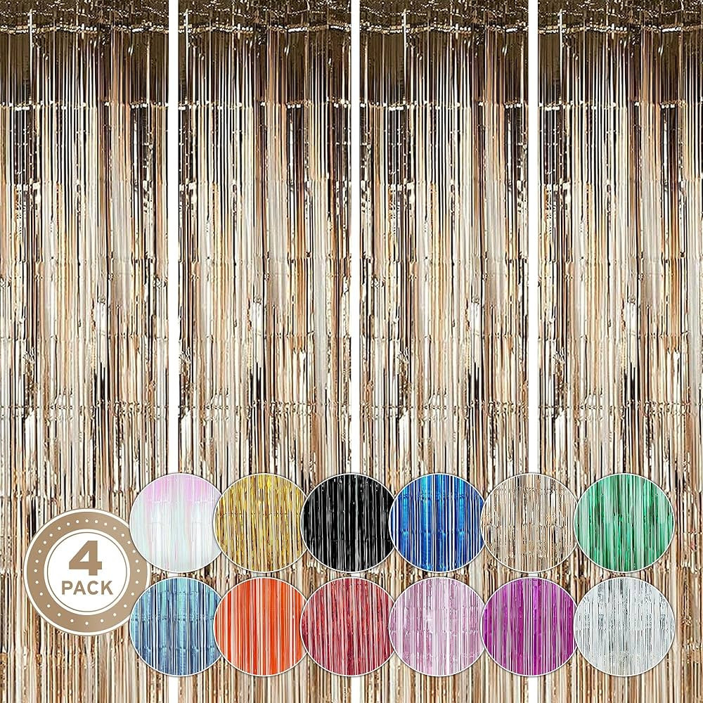 Twinkle Star 4 Pack Photo Booth Backdrop Metallic Tinsel Foil Fringe Curtains Environmental Backg... | Amazon (US)