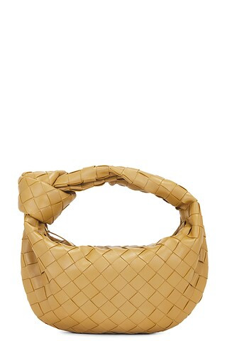 Bottega Veneta Mini Jodie Bag in Dark Praline & Gold | FWRD | FWRD 