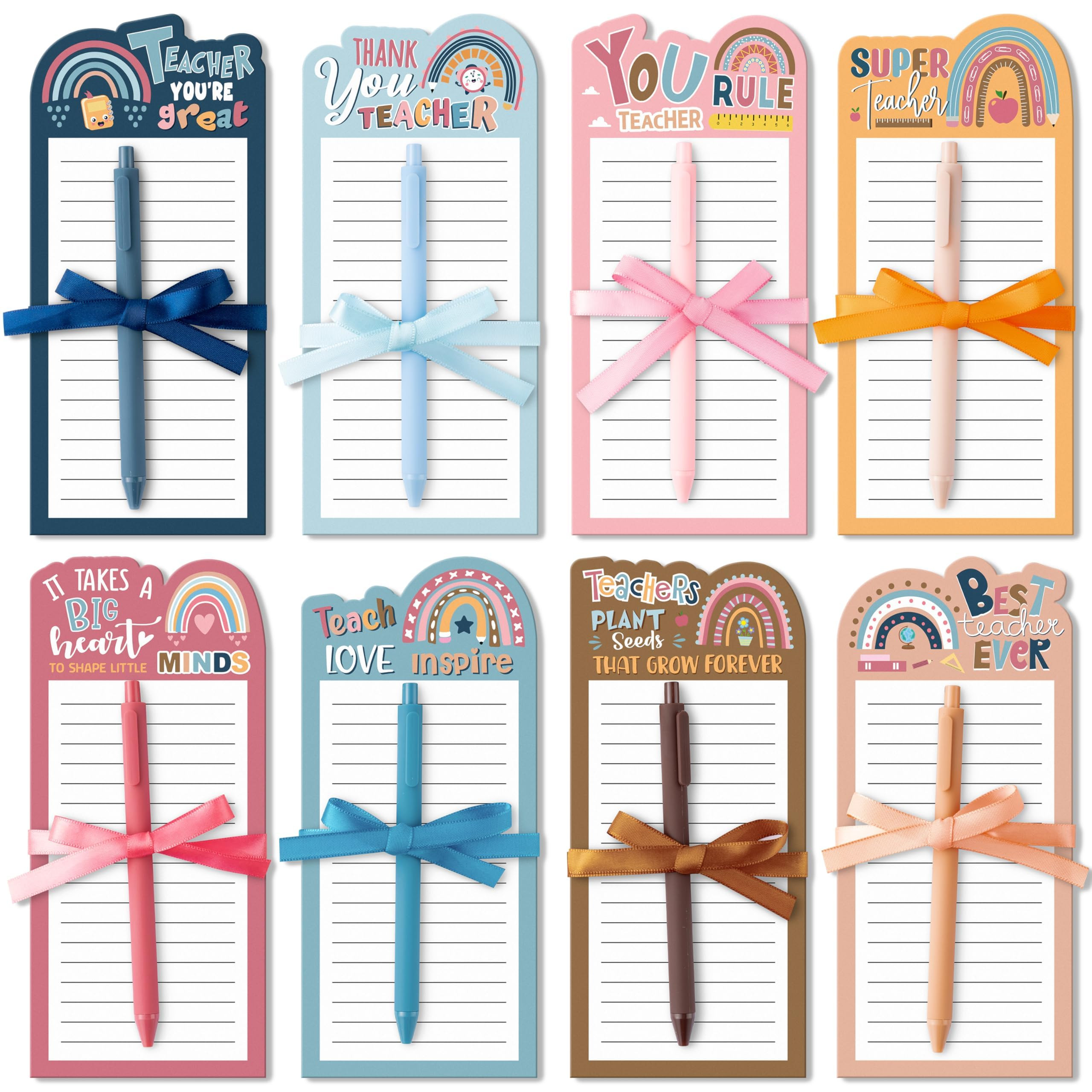 ANGOLIO 24 Pcs Thank You Teacher Notepads with Ballpoint Pens Funny Sticky Pads to Do List Funny Notepads Pens for Coworker Teacher Employee Office Appreciation Gifts | Amazon (US)