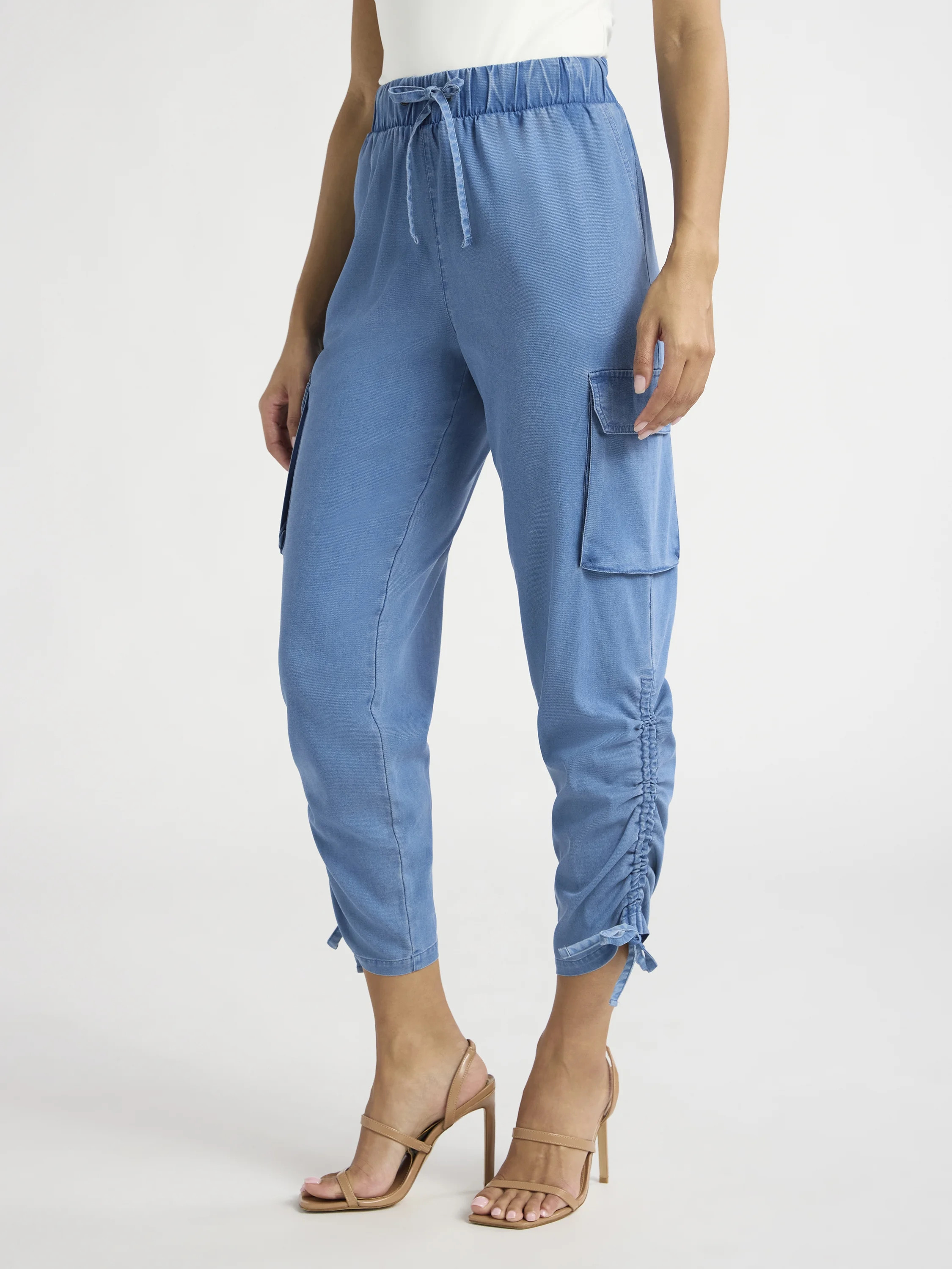 Sofia Jeans Women's Super High Rise Luxe Cargo Pants, 27" Inseam, Sizes XS-XXXL - Walmart.com | Walmart (US)