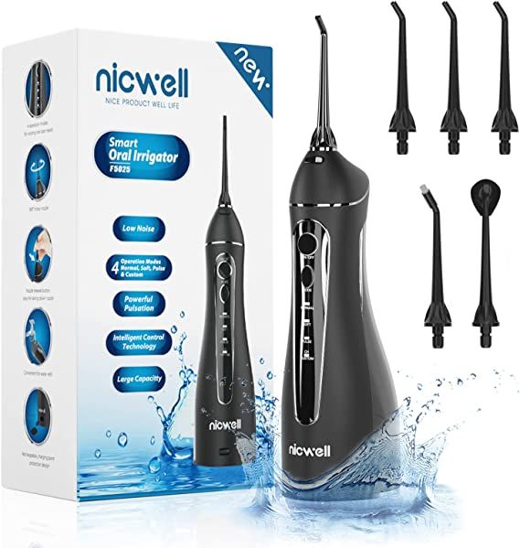 Water Dental Flosser Cordless for Teeth - Nicwell 4 Modes Dental Oral Irrigator, Portable and Rec... | Amazon (US)