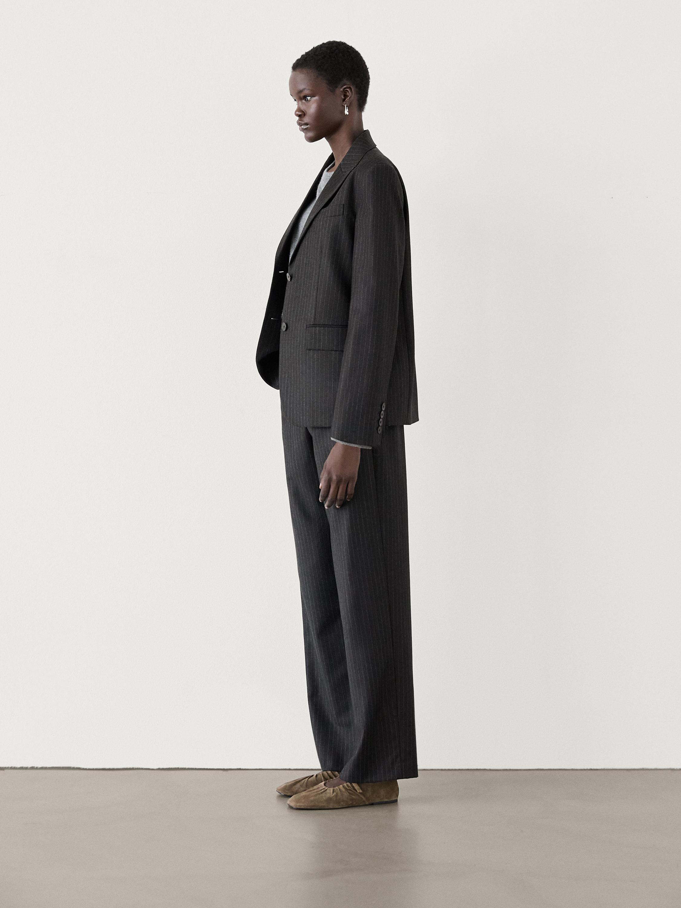 100% wool pinstripe co-ord blazer | Massimo Dutti US