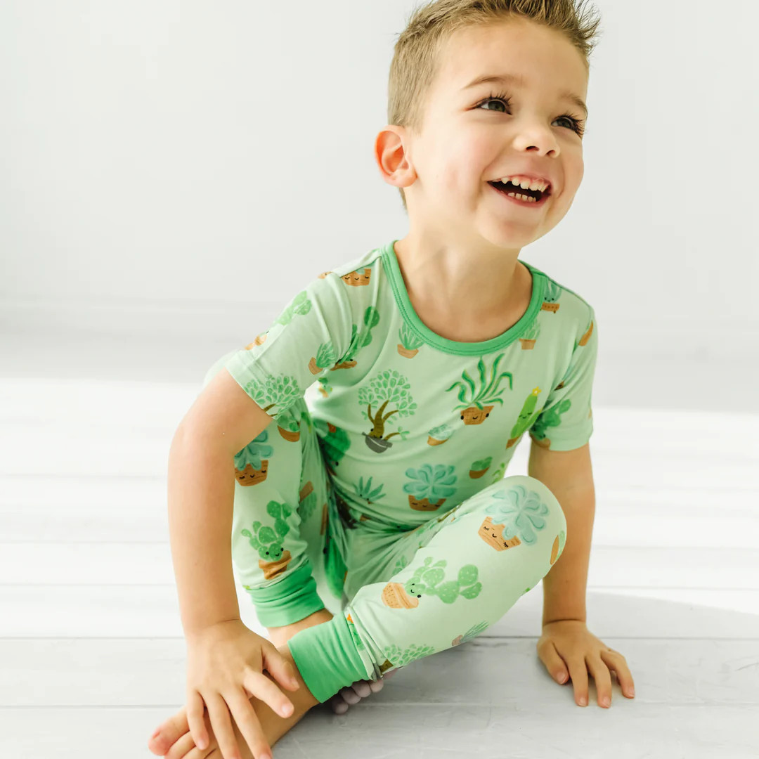 Succulent Love Two-Piece Short Sleeve Bamboo Viscose Pajama Set | Little Sleepies