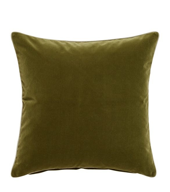 Plain Velvet Pillow Cover - Spruce | OKA US