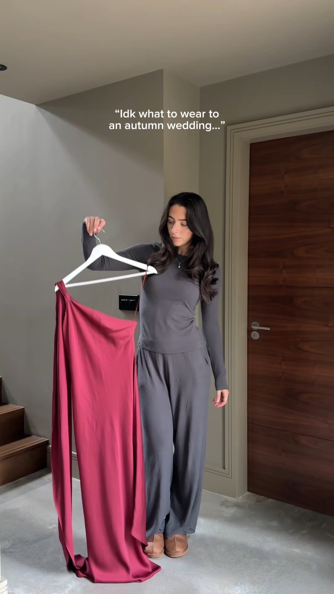 Autumn/winter wedding guest inspo 🤎 this satin burgundy Mango dress has sadly sold out, but I’ve linked a really similar option as well as a chic modest version too ✨ perfect for wedding season styling. Wedding guest outfits autumn, winter wedding guest dress, chic satin dress, burgundy dress outfit, autumn wedding outfit ideas, capsule wardrobe occasionwear 

 #LTKautumn #LTKwedding #LTKdresses