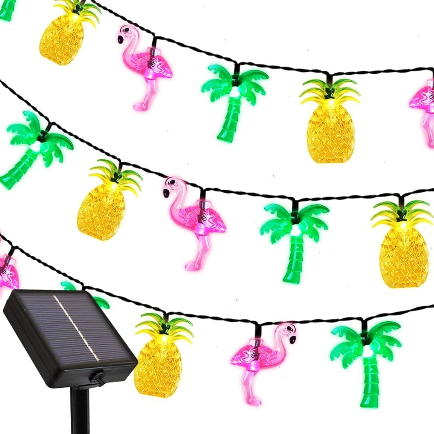 Flamingo Pineapple Palm Tree Solar String Lights for Outdoor Decor, 30LED Fairy Lights Tropical, ... | Amazon (CA)