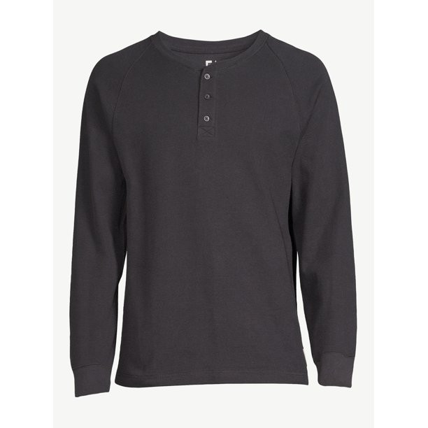 Free Assembly Men's Textured Duo Raglan Henley Shirt with Long Sleeves - Walmart.com | Walmart (US)