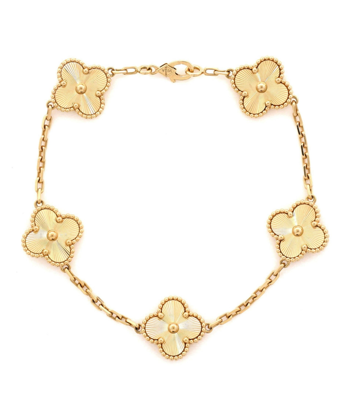 Pre-Owned Van Cleef & Arpels Vintage Alhambra 5 Motifs Bracelet - 18k yellow gold | Macy's