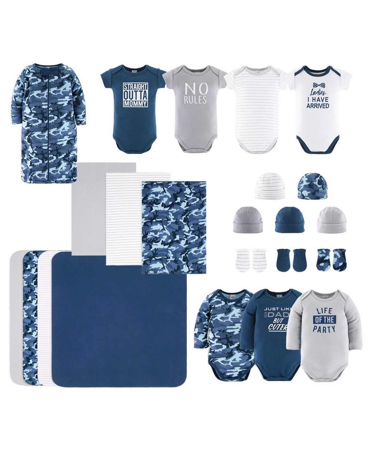 The Peanutshell Baby Boys Newborn Shower Gift Set Layette Essentials, Navy, Grey - White/blue/black/grey | Macy's