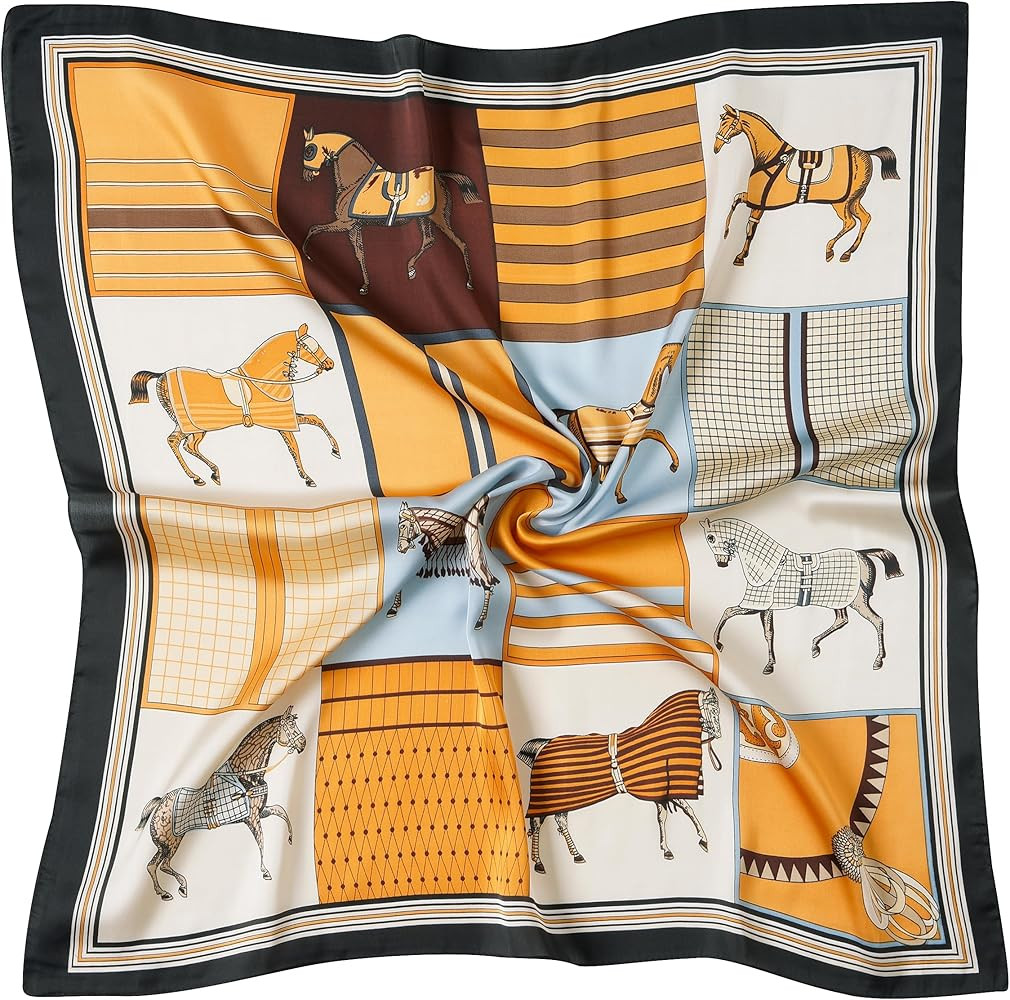 CHUNG Women's Scarf Hair Bandanas Square 27.5" Satin Wrap Fashion Pattern Scarves Emulation Silk ... | Amazon (US)