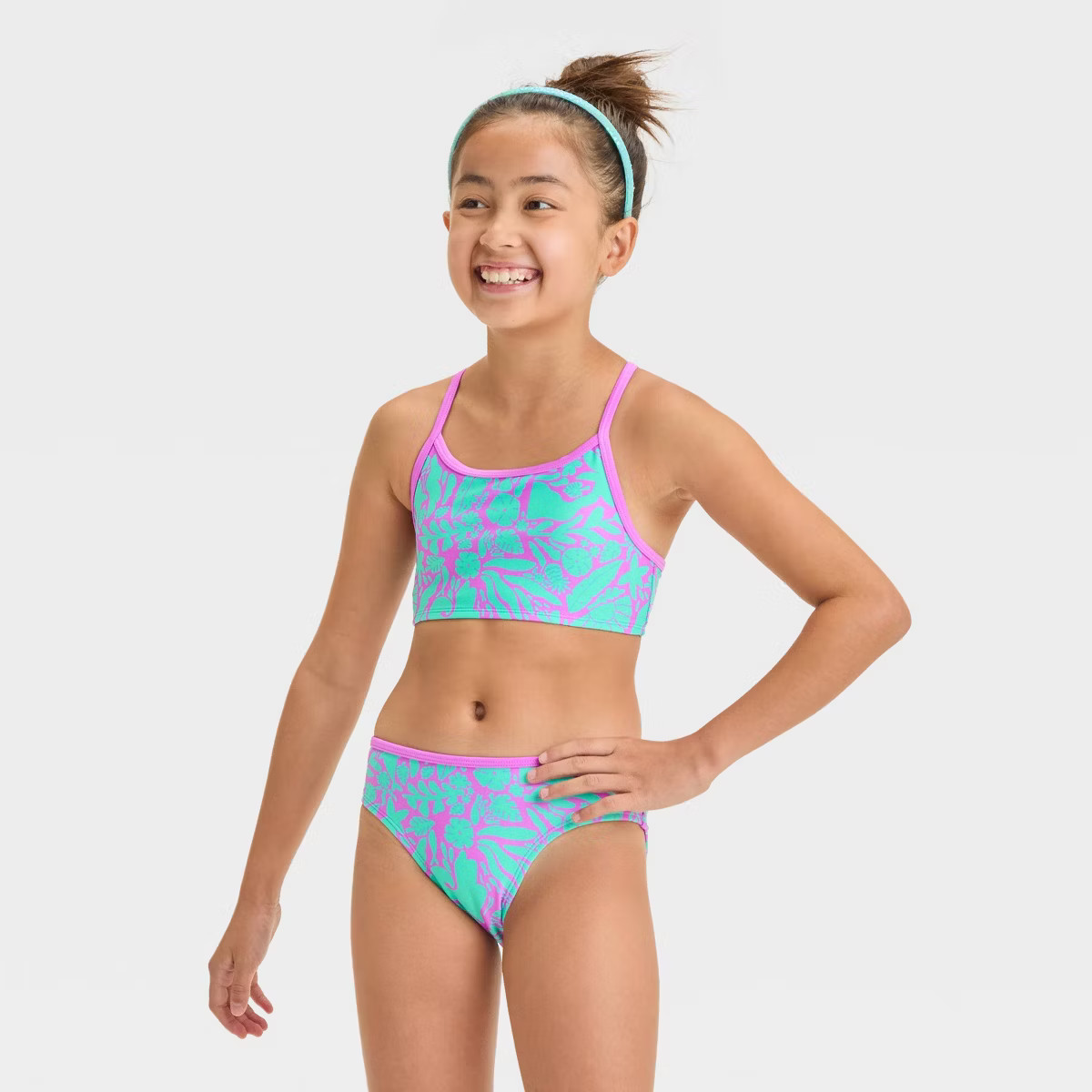 Girls' Wave Printed Bikini Set - Cat & Jack™ Aqua Green | Target