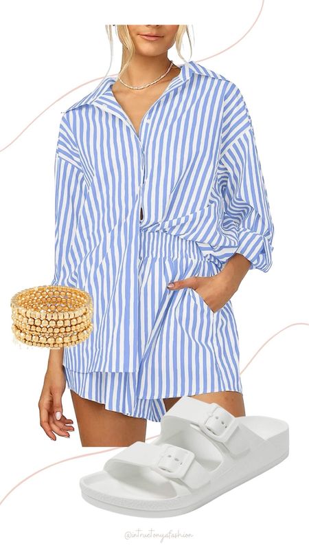 2 piece striped shorts set from Amazon with white rubble sandals and gold bracelets. 

// Summer outfits 2024,  petite Amazon fashion, vacation outfit, casual mom outfit ideas, summer outfit amazon, Amazon outfit ideas, casual outfit ideas, spring outfit inspo, casual fashion, amazon summer fashion, amazon casual outfit, cute casual outfit, outfit inspo, outfits amazon, outfit ideas, amazon shoes, Amazon bag, purse, size 4-6, casual summer outfits, casual outfit ideas everyday, summer tops, summer fashion, summer bag #summeroutfits  

#LTKShoeCrush #LTKStyleTip #LTKTravel