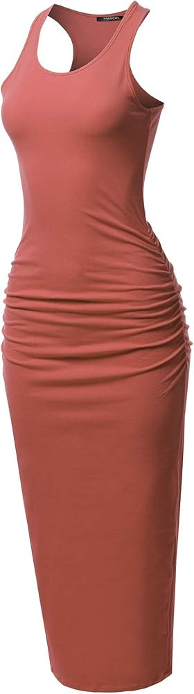 SSOULM Women's Shirring Racerback Tank Maxi Dress with Plus Size | Amazon (US)