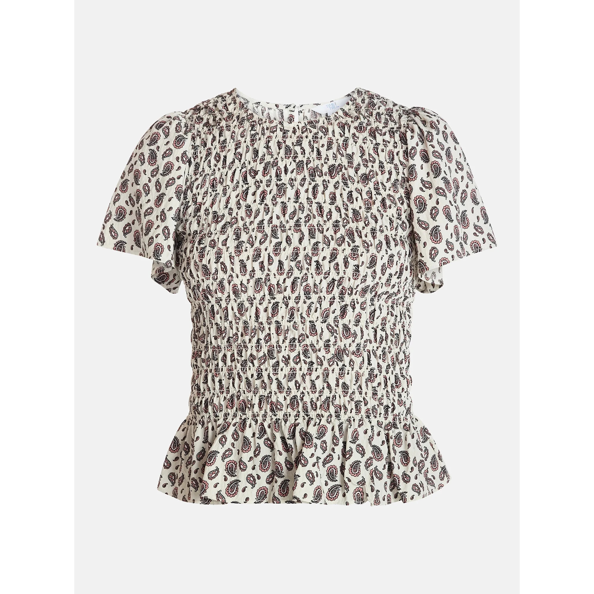 Time and Tru Women's Smocked Top with Short Puff Sleeves, Sizes XS-XXXL | Walmart (US)