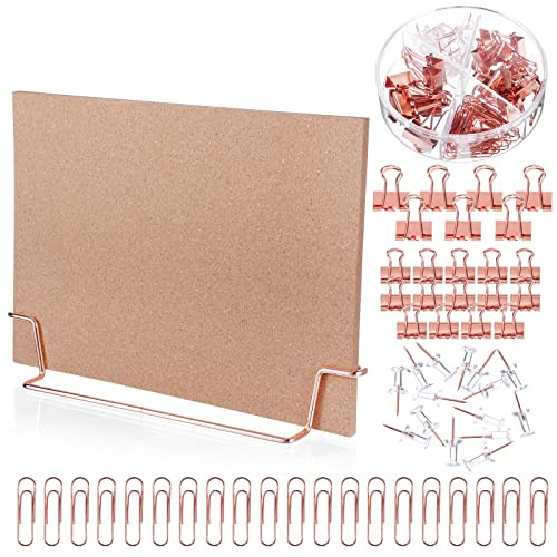 12.6 x 9 Inch Small Desktop Cork Board with Stand Rose Gold Bulletin Memo Message Picture Double ... | Amazon (US)