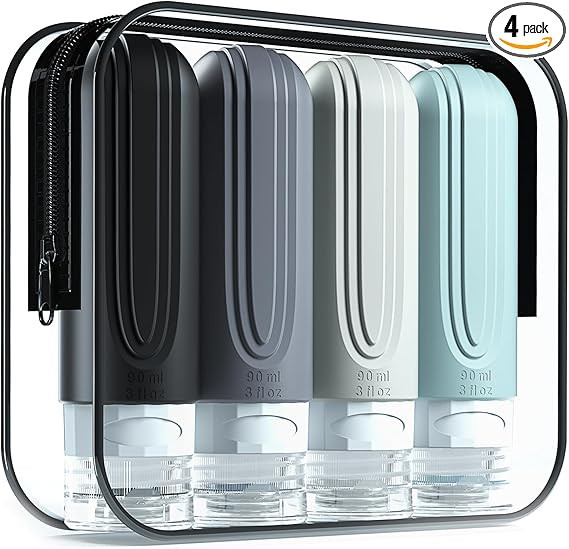 Silicone Travel Bottles 3oz 4 Pack | for Toiletries, Tsa Approved, Travel Size Containers, BPA Fr... | Amazon (US)