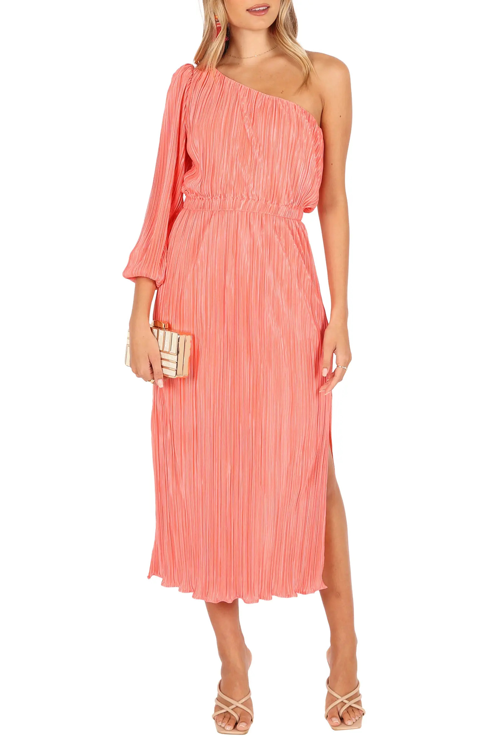 Petal & Pup Pontee Pleated One-Shoulder Midi Dress | Nordstrom | Nordstrom